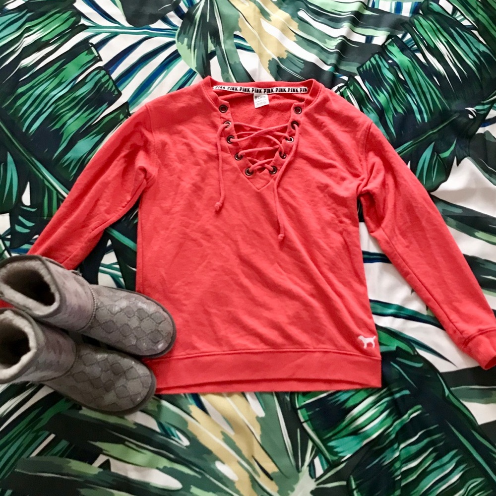 Pink Red Pullover Sweatshirt